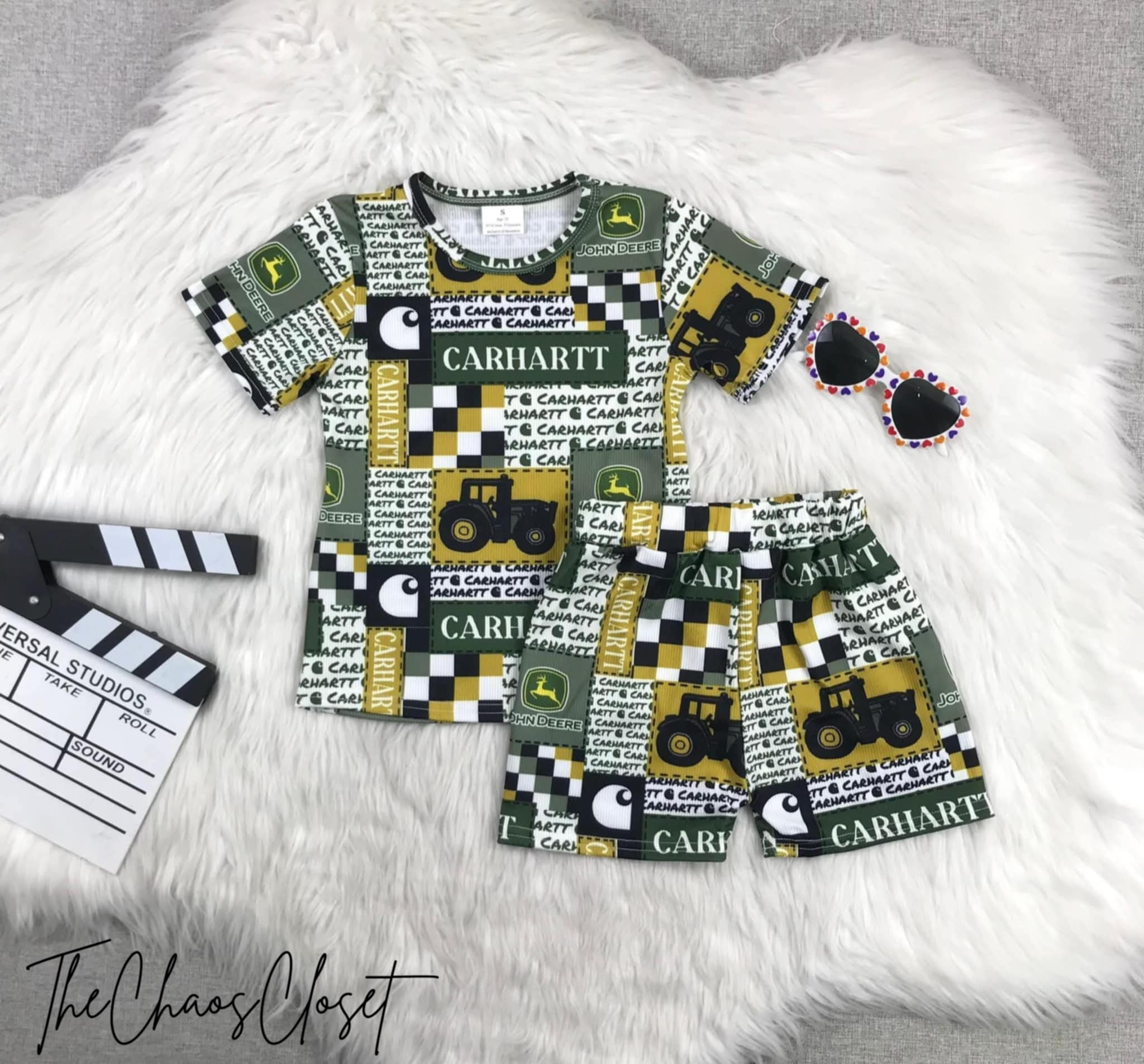 Big Green Tractor Shorts Set