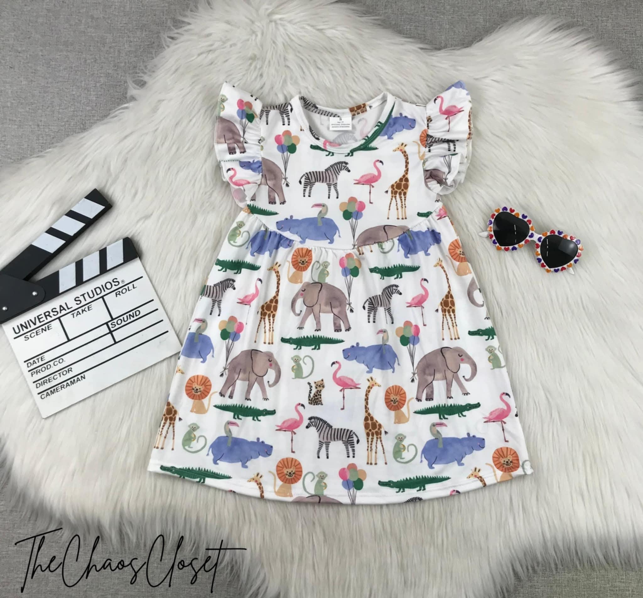 Zoo Day Flutter Sleeve Dress