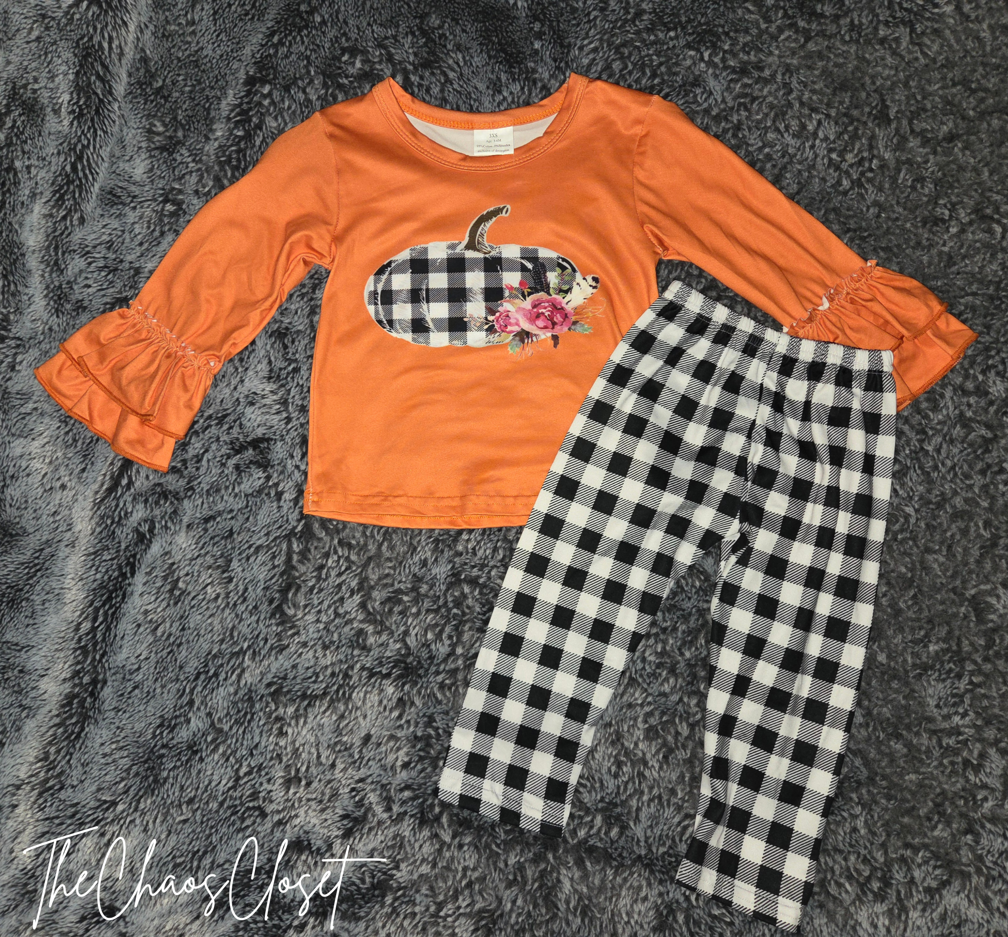 Checkered Pumpkin Pants Set