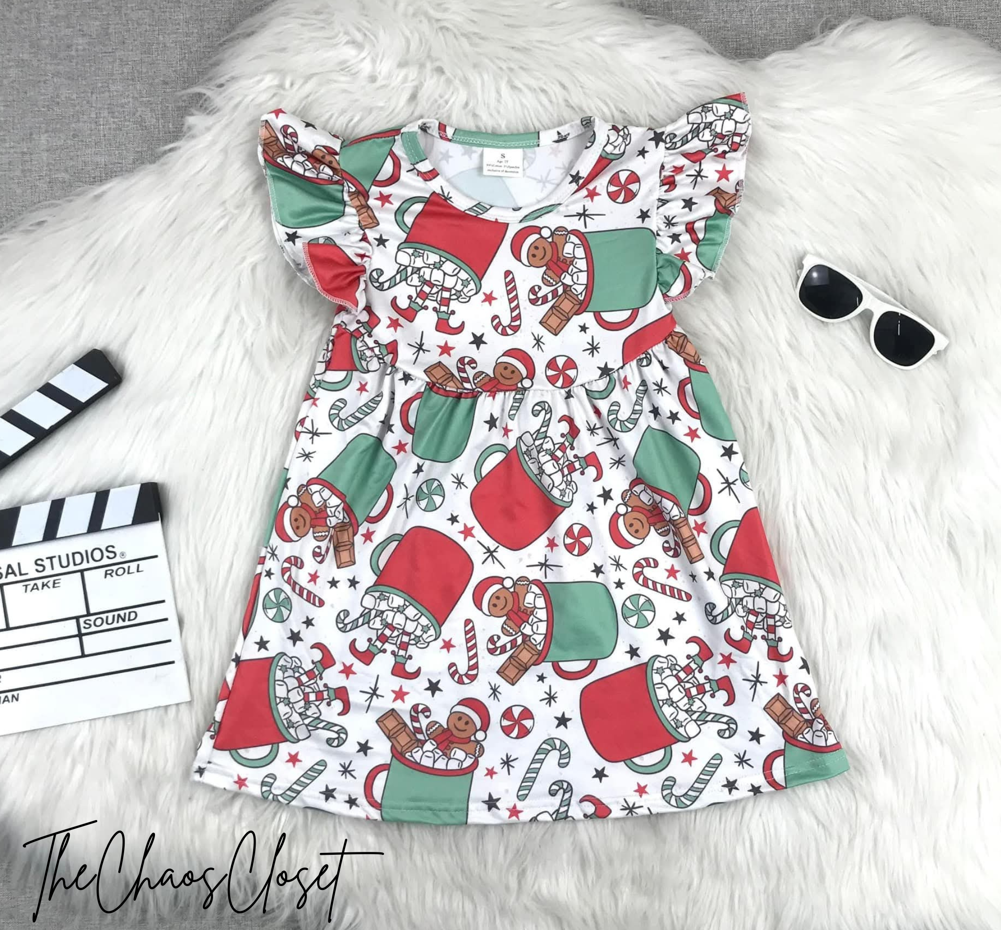 Hot Cocoa Flutter Sleeve Dress