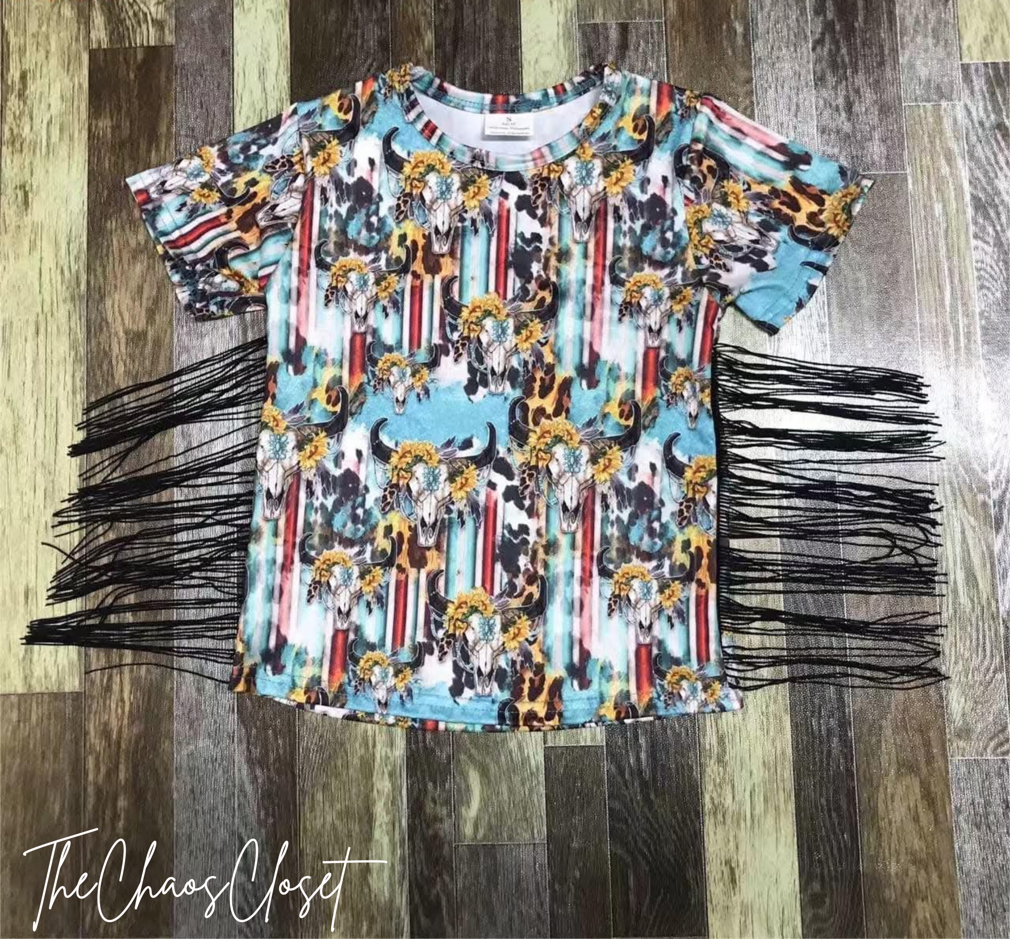 Cows & Sunflower Fringe Shirt
