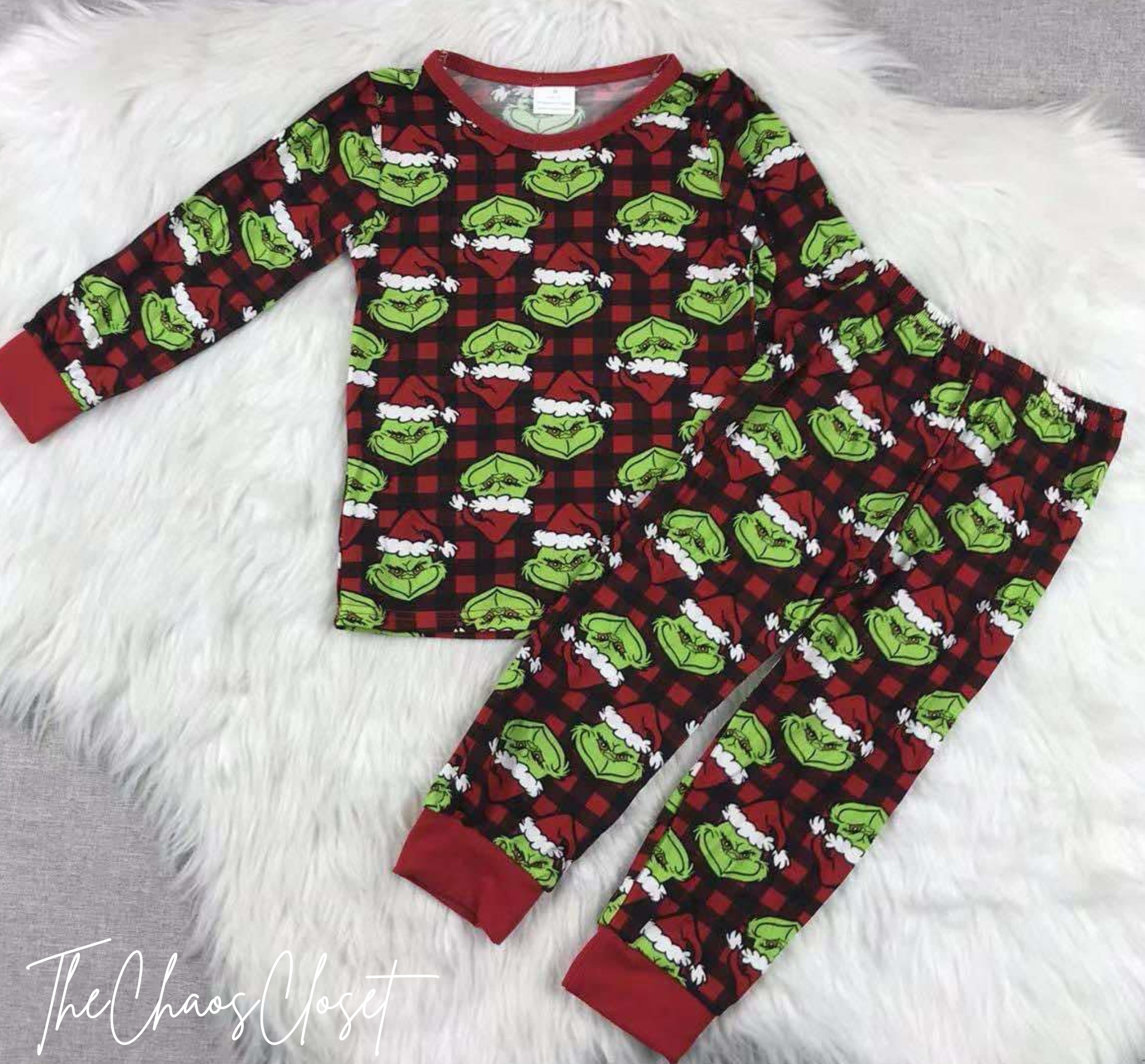 Grinch Buffalo Plaid Pajama Set