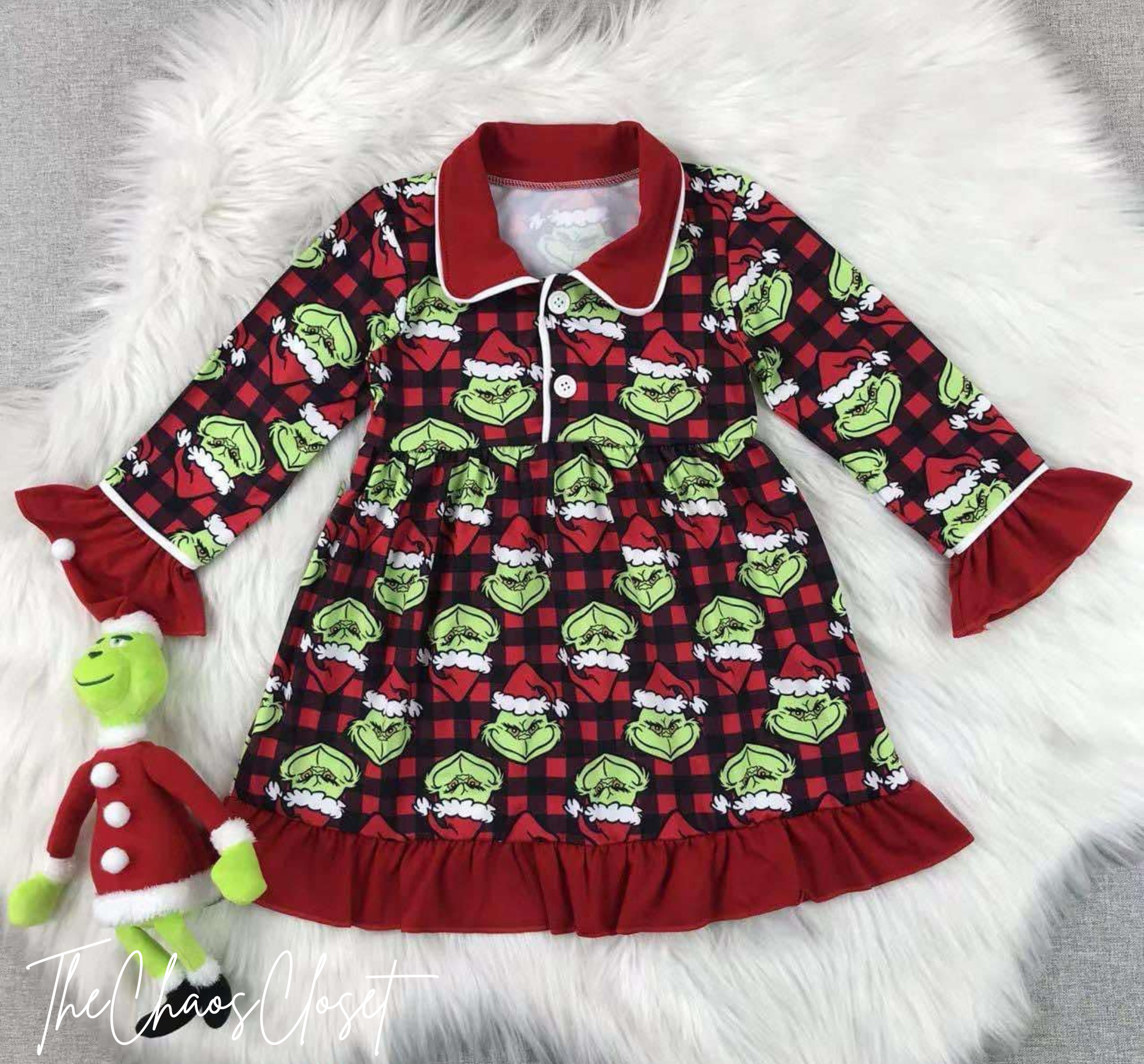Grinch Buffalo Plaid Nightgown