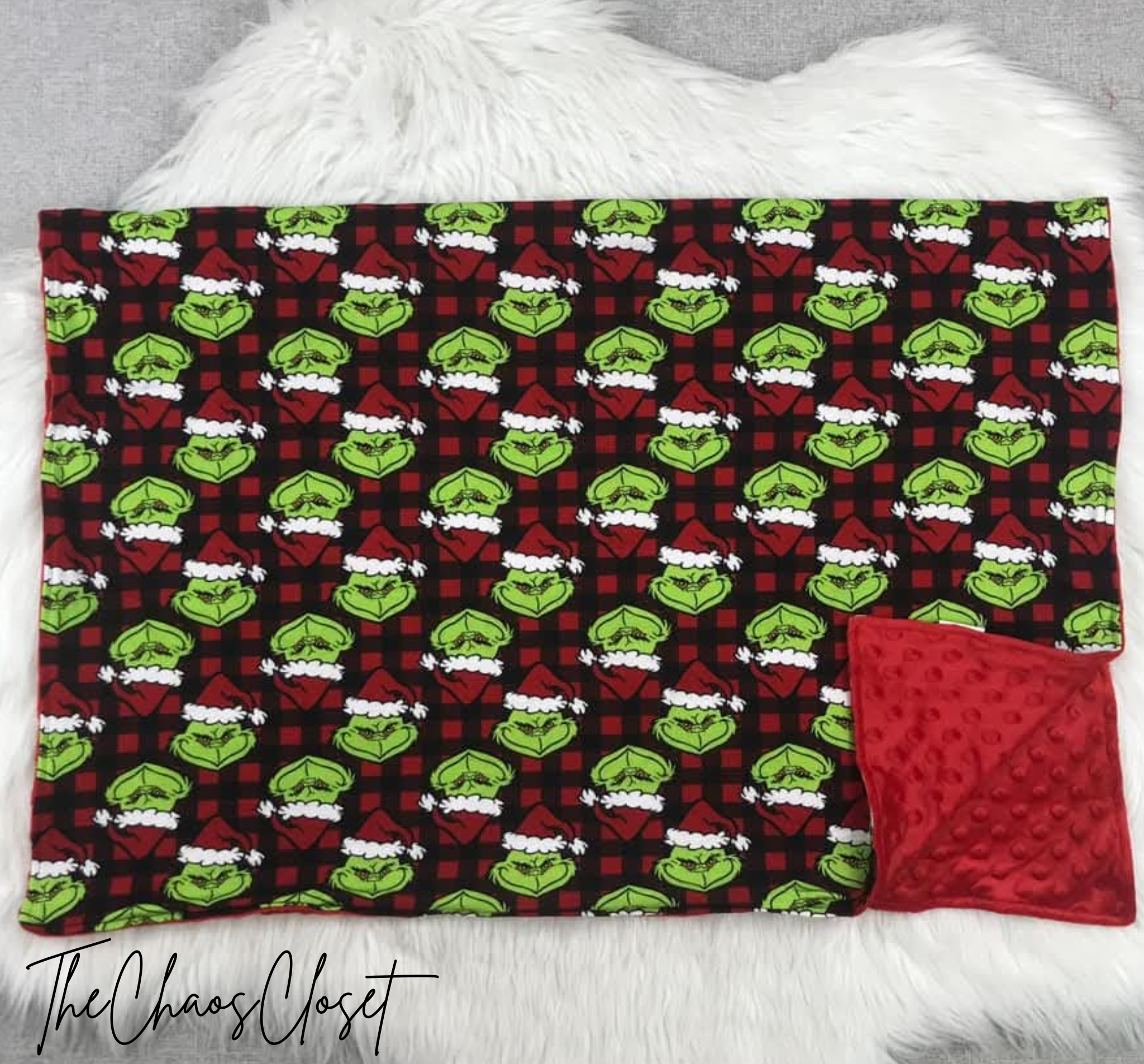 Grinch Buffalo Plaid Blanket