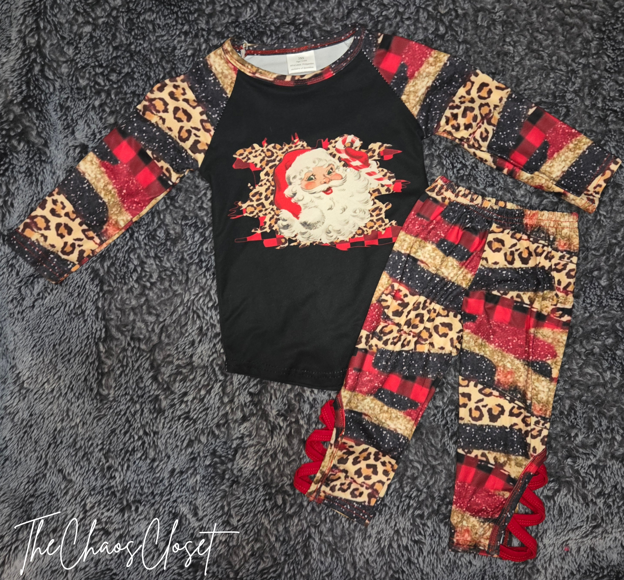 Leopard Print Santa Pants Set
