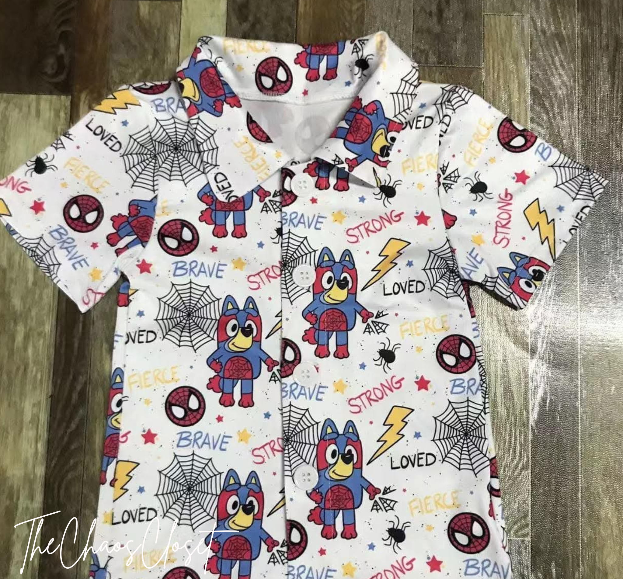 Blue Heeler Superhero Button Up