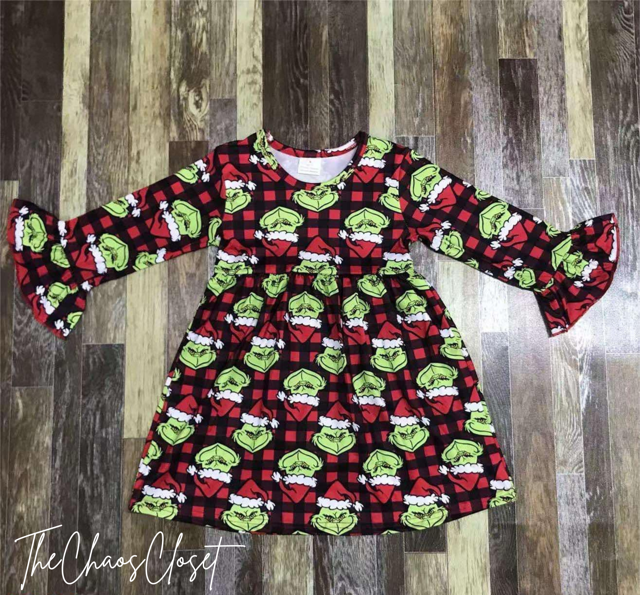 Grinch Buffalo Plaid Dress