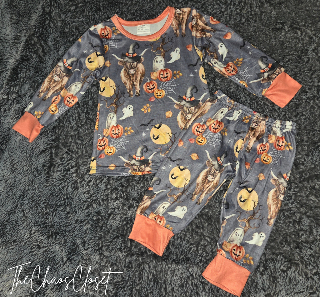 Highland Cow Halloween Pajama Set